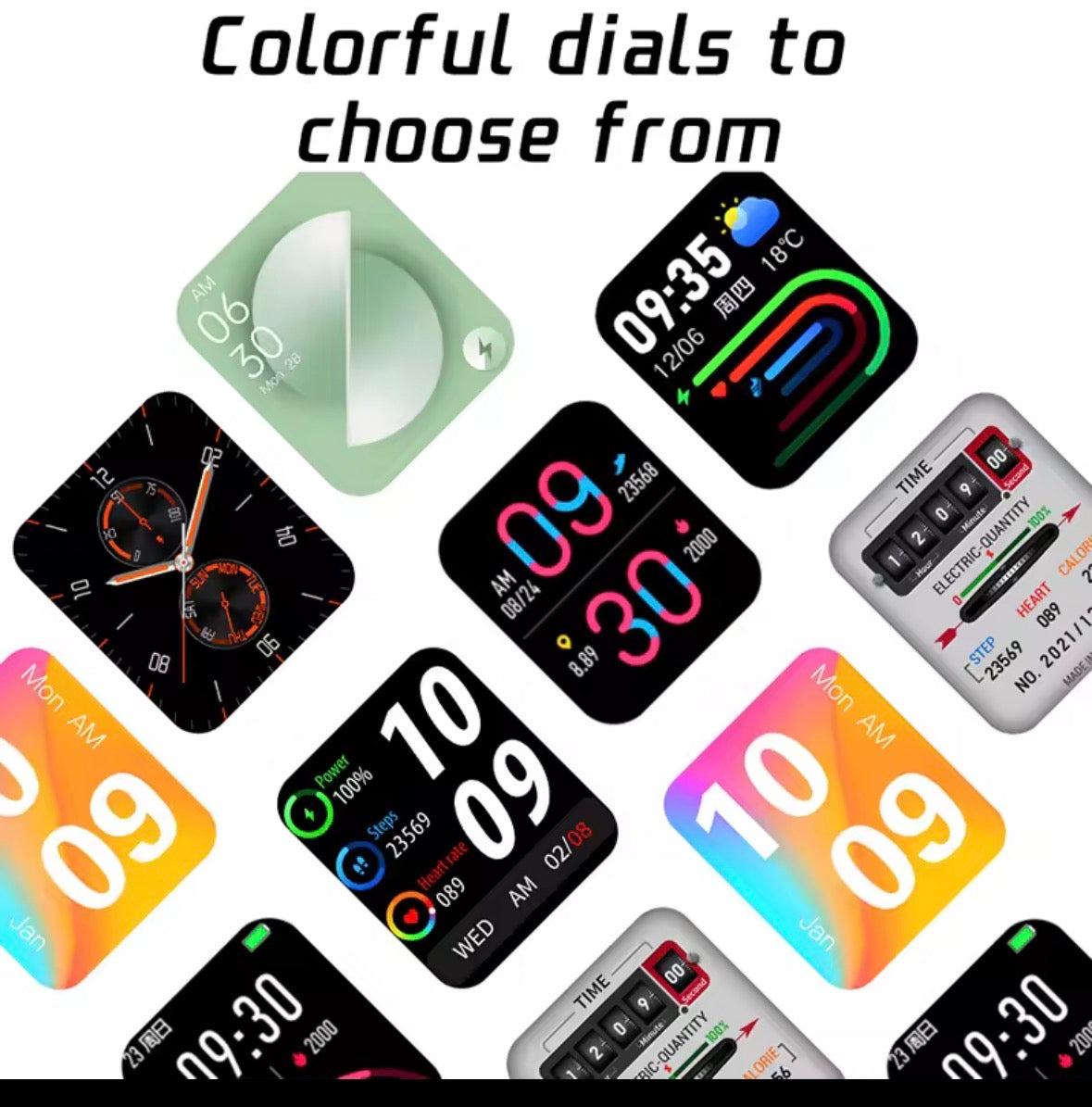 Montre Connectée Femme Homme, 1.96" Intelligente pour Android iOS