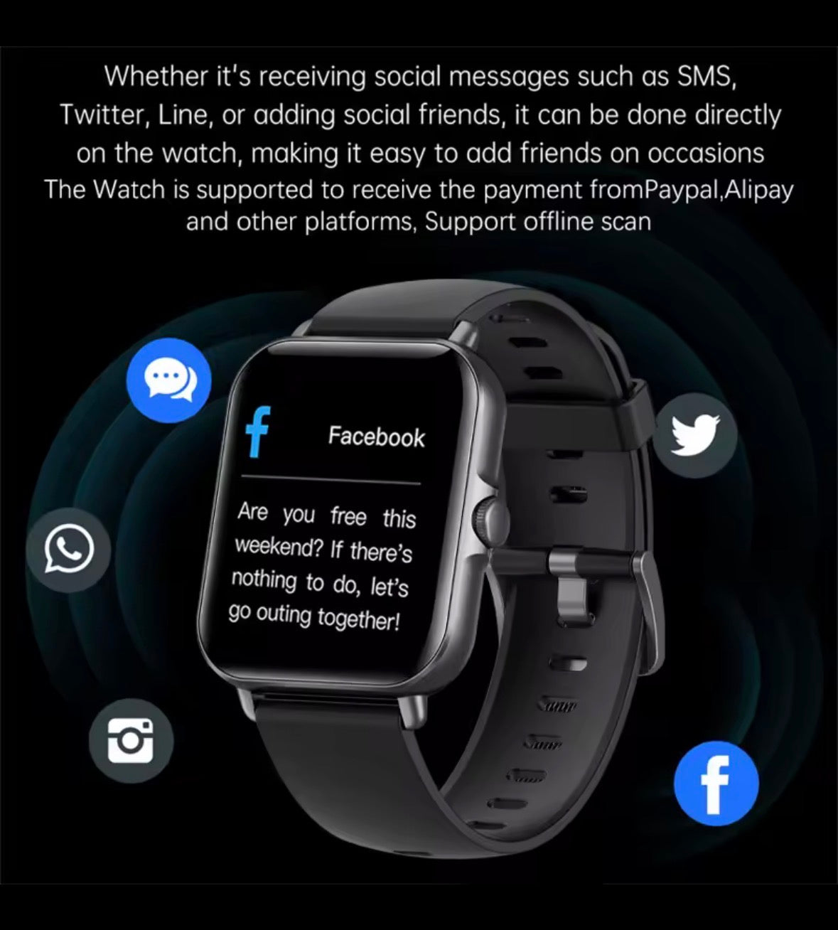 Montre Connectée Femme Homme, 1.96" Intelligente pour Android iOS